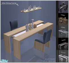 Sims 2 — WSM Diningroom by Sunair — 1 mesh set (lightwood) and 5 recolor sets (black, blue, darkwood, nature and white).