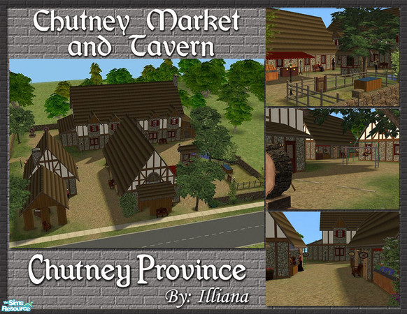 Sims 2 — Chutney Market and Tavern - Medieval Community Lot by Illiana — Tavern includes restaurant/bar,