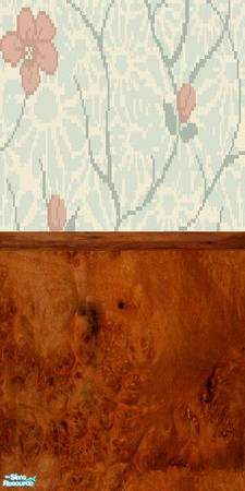 Sims 2 — Flowers Of May Day Wall Paneling 4 by skippyscatt — For your home office, study or library, these panelled wall