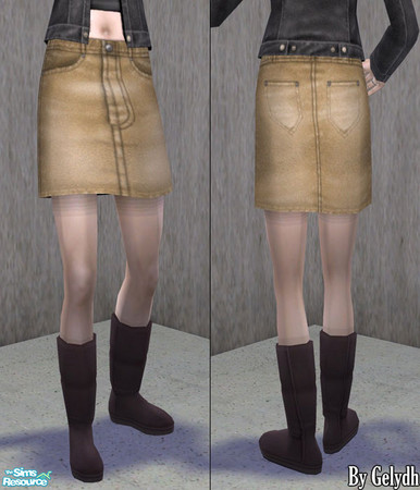 Sims 2 — Little Amsterdam - Skirt and Boots - Tan by gelydh — Base game teen skirt and boots converted for adult females.
