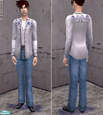 Sims 2 — Nr 9 - Converted Base Game Teen Outfit - Western White by aikea_guinea — Base game teen male outfit converted
