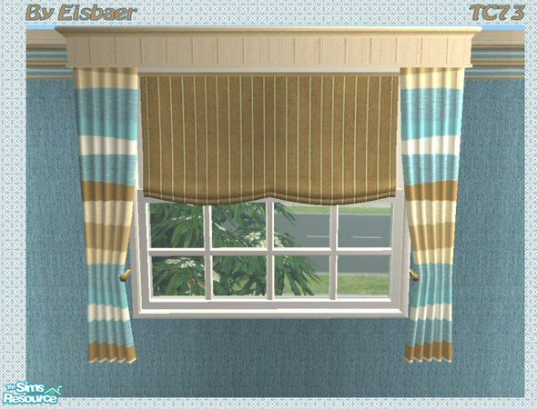 Sims 2 — Mira Oala in Blue TC73 - Curtain by Eisbaerbonzo — Simtomatic\'s beachhouse curtain in blue and brown. If you