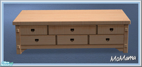 Sims 2 — NK Mission LR Blue - 2 Tile Coffee Table by MoMama — A two-tile coffee table in Natural Castello Pine. Great