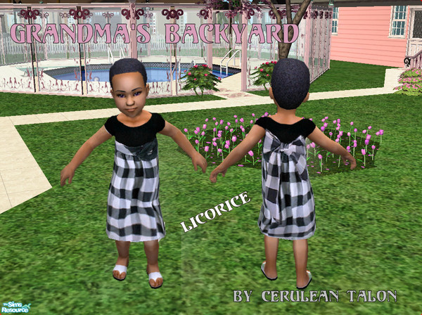 Sims 2 — Grandma\'s Backyard - Licorice by Cerulean Talon — Your toddler should look her prettiest when she goes to visit