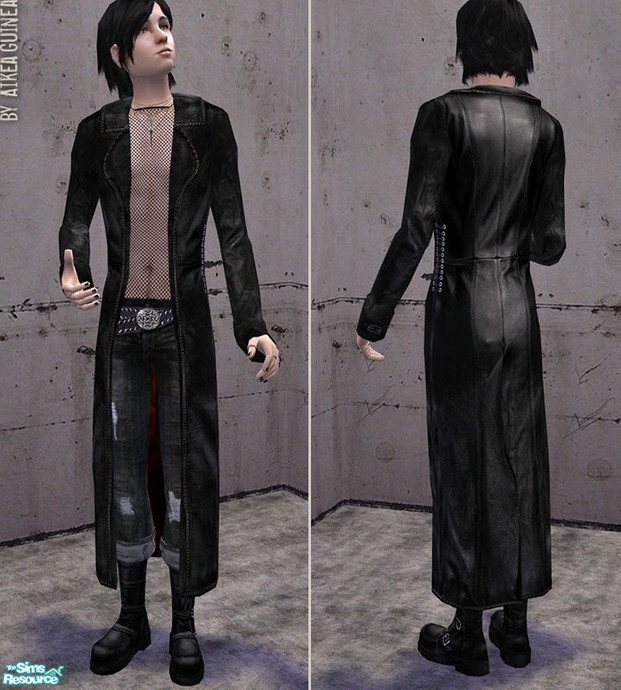 The Sims Resource - Dissolve - Leather Trench Coat for Males - Net Top