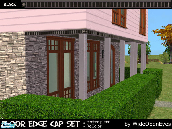 Sims 2 — Floor Edge Cap - Victorian Black Center by wideopeneyes — This is a chunky version of a floor edge skin in a