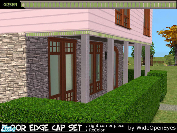Sims 2 — Floor Edge Cap - Victorian Green Right by wideopeneyes — This is a chunky version of a floor edge skin in a