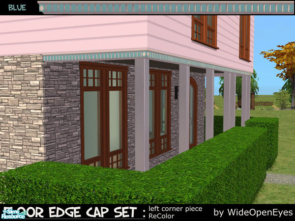 Sims 2 — Floor Edge Cap - Victorian Blue  left by wideopeneyes — This is a chunky version of a floor edge skin in a