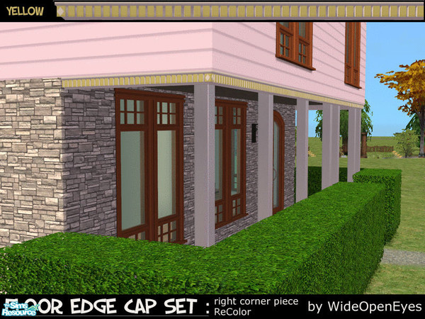 Sims 2 — Floor Edge Cap - Victorian Yellow Right by wideopeneyes — This is a chunky version of a floor edge skin in a
