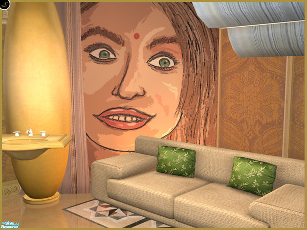 Sims 2 — Burj Painting - \'Flower of Bollywood\' by senemm — A fancy, extravagant and colorful bathroom inspired Dubai\'s