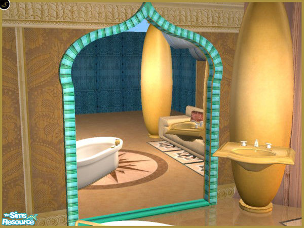 Sims 2 — Burj Mirror - Rec2 by senemm — A fancy, extravagant and colorful bathroom inspired Dubai\'s Burj Al Arab. The