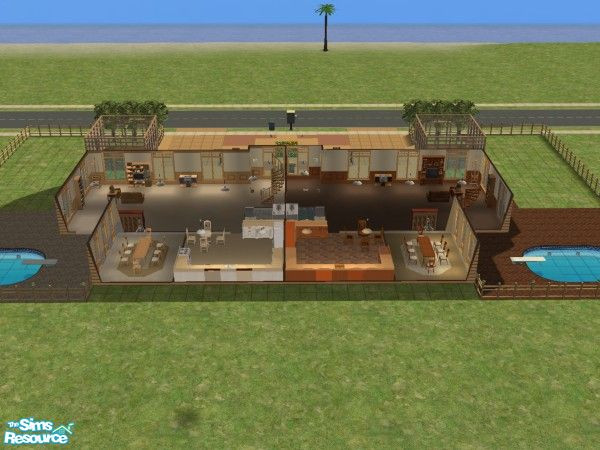 Sims 2 — Duplex Deluxe by luv2play — My 1st try on an apartment (duplex). Large duplex with private pools & green