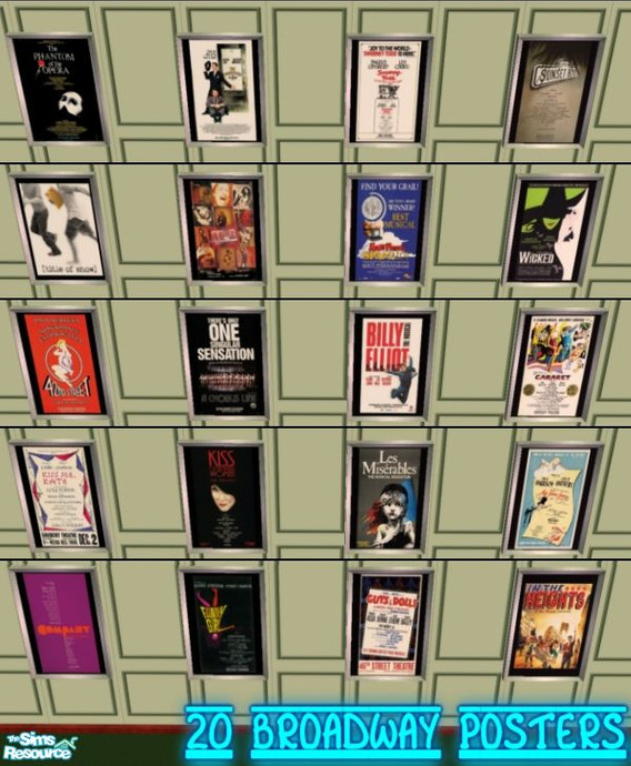The Sims Resource - 20 Broadway Posters