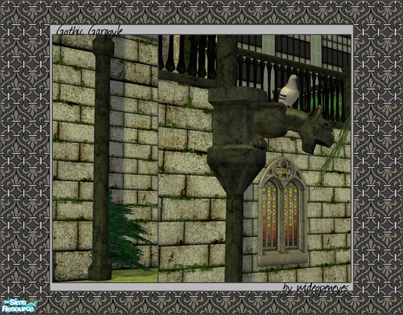Sims 2 — Gothic Gargoyle Corner Pipe RC by wideopeneyes — Ever had a feeling someone was watching you but no one was