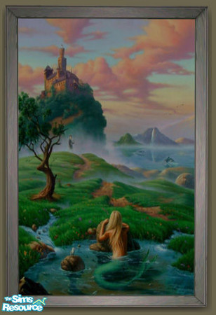 Sims 2 — 10 Jim Warren paintings - Prince And The Mermaid by Synerje — Painting of a mermaid and a prince. Based on Base