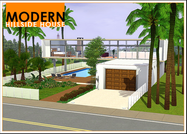 Sims 3 — Modern Hillside House by Leomo — This ultra modern hillside house has lots of big windows and beautiful views