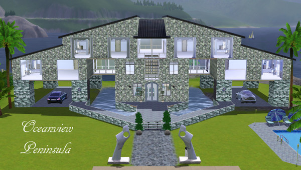 Sims 3 — Oceanview Peninsula by ranereins — A modern home with a beautiful view of the ocean. With it's many windows, you