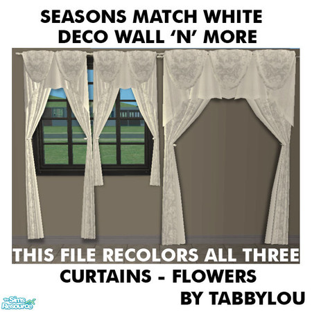 Sims 2 — TL - SM WhiteDecoWallNMore CurtainFlowers  by TabbyLou — Colonial Style Curtain - Flower motif for the Decor for