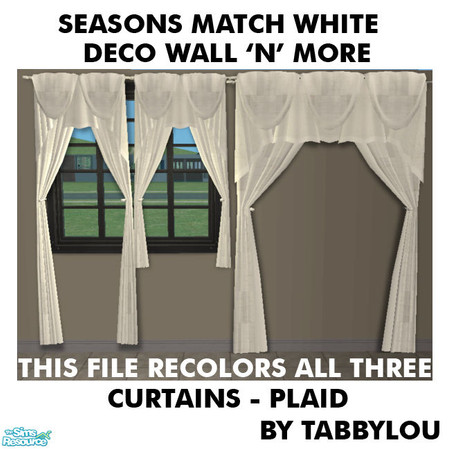Sims 2 — TL - SM WhiteDecoWallNMore CurtainPlaid by TabbyLou — Colonial Style Curtain - Plaid motif for the Decor for
