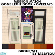 Sims 2 — TL - MM Gone Legit Single Shop Door Overlays Set by TabbyLou — Recolor of the Overlays (Bars & Signs) of the