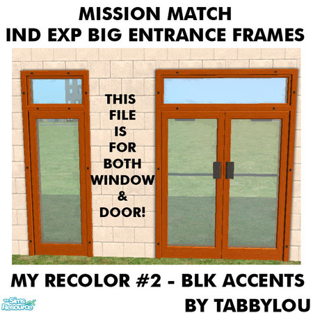 Sims 2 — TL - MM IndExpBigEntDoor+WindowFrame Recolor02BlkWd by TabbyLou — My Recolor #2 Wood with Black Accents Recolor