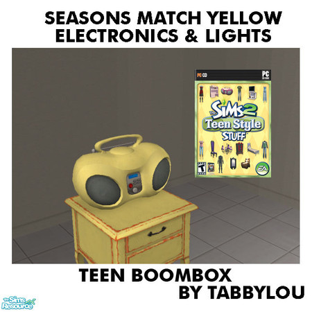Sims 2 — TL - SM Yellow Electronics+Lights TeenBoomBox by TabbyLou — Tune Jammy Blammer BoomBox Recolor of Electronics