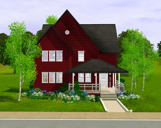 Sims 3 — American Home Three by sandrakorb — This panelled home has a somewhat country look to it, with a red exterior