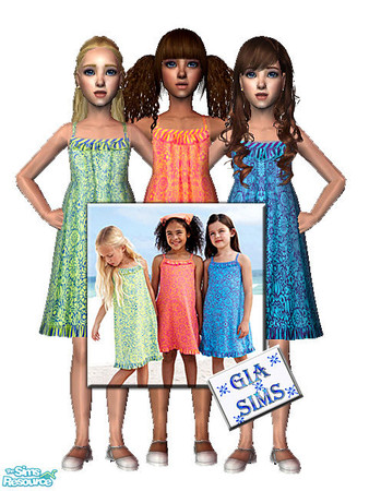 Sims 2 — Girls\' Summer Dresses by giasims — Girls\' Summer Dresses. Inspired by Hannah Andersson\'s collection.