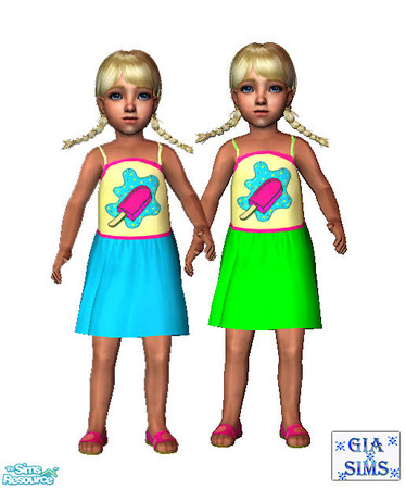 Sims 2 — Matching summer dresses by giasims — Matching summer dresses for toddler girls