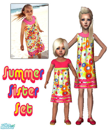 Sims 2 — Summer sister set 1 by giasims — Summer sister set 1, inspired by Hannah Andersson\'s summer collection for