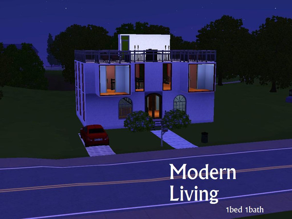 Sims 3 — Modern Living by bucky0202hotmailcom — A two-story modern house complete with pool and roof patio. 1 bed 1 bath