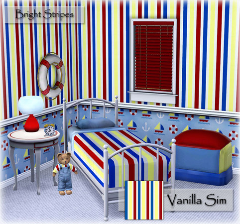 Sims 3 — VS Bright Stripes by Vanilla Sim — This pattern will brighten up any little boys bedroom or your favorite