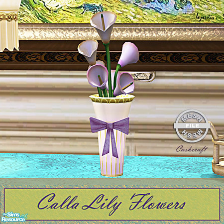 Sims 2 — Calla Lily Flowers - Mesh by Cashcraft — An arrangement of Calla Lily Flowers in a deco vase for your home. I