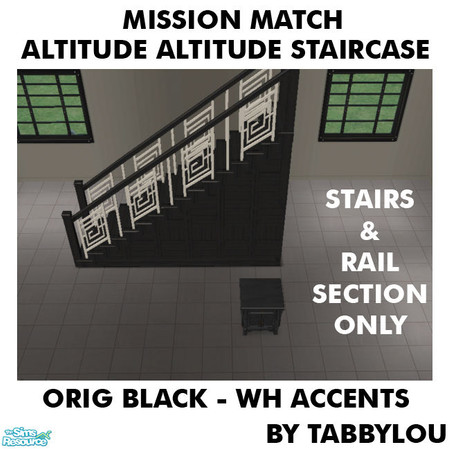 Sims 2 — TL - MM AltitudeAttitudeStaircaseStairs OrigBlackWhWd by TabbyLou — Maxis Original Black wood with White Accents