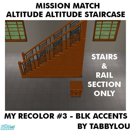 Sims 2 — TL - MM AltitudeAttitudeStaircaseStairs Recolor03BlkWd by TabbyLou — My Recolor #3 wood with Black Accents