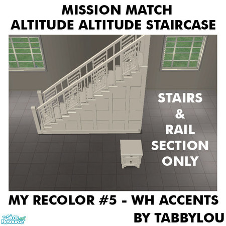 Sims 2 — TL - MM AltitudeAttitudeStaircaseStairs Recolor05WhWd by TabbyLou — My Recolor #5 wood with White Accents
