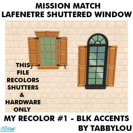 Sims 2 — TL - MM LafenetreShutteredWindowEtcShutters Recolor01BlkWd by TabbyLou — My Recolor #1 Wood with Black Accents