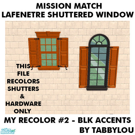 Sims 2 — TL - MM LafenetreShutteredWindowEtcShutters Recolor02BlkWd by TabbyLou — My Recolor #2 Wood with Black Accents
