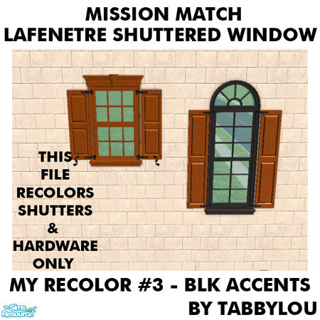 Sims 2 — TL - MM LafenetreShutteredWindowEtcShutters Recolor03BlkWd by TabbyLou — My Recolor #3 Wood with Black Accents