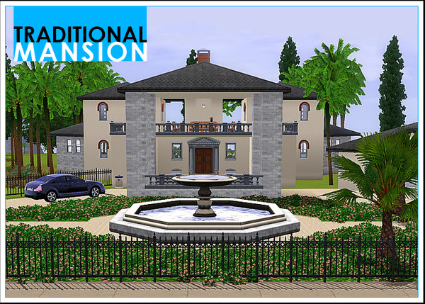 Sims 3 — Traditional Mansion by Leomo — This Traditional Mansion is made for the rich and famous! The house features a