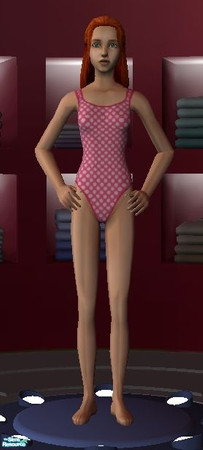 Sims 2 — Pink Polka Dot Swimwear - Teen by becboobear — Matching pink polka dot swimsuits for your female children,