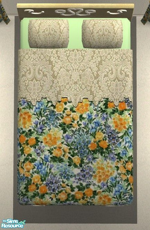 Sims 2 — Summer Meadow Bedroom - Bedding by Riverwillows — Lovely bedroom in summer florals. Requires Nightlife,