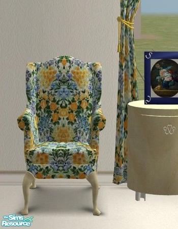 Sims 2 — Summer Meadow Bedroom - Chair by Riverwillows — Lovely bedroom in summer florals. Requires Nightlife,