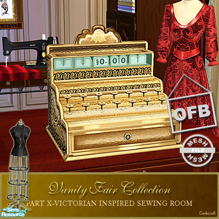 Sims 2 — Vanity Fair Sewing Room Cash Register Mesh - OFB by Cashcraft — A favorite pastime for Victorian Ladies--sewing!