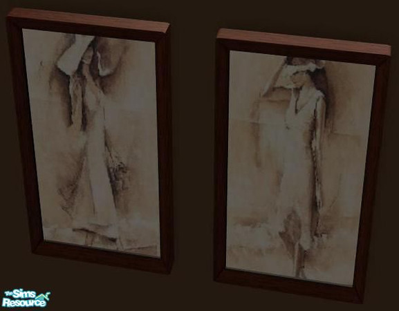 Sims 2 — Charcoal Print Set - Charcoal1 by Gumby_Girl — 3 recolours of the maxis of \'An Anonymous Masterpiece\' 3 sets