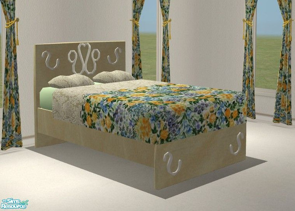 Sims 2 — Summer Meadow Bedroom - Bed by Riverwillows — Lovely bedroom in summer florals. Requires Nightlife, University,