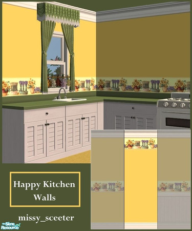 Sims 2 — Happy Kitchen Walls - 01 by missy_sceeter — Brighten up your Sim kitchens with this beautiful and