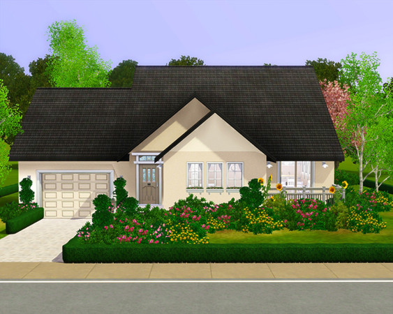 Sims 3 — Traditional Bungalow Three by sandrakorb — This bungalow has a fully landscaped garden, though be it small.