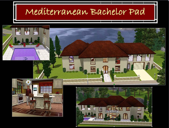 Sims 3 — Mediterranean Bachelor Pad  by kitkat7145 — Fantastic home for the bachelor and possible roommates. Best placed