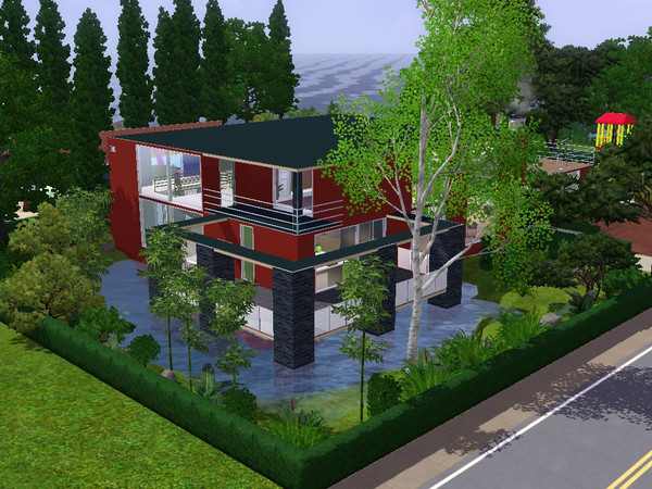 Sims 3 — Red loft by Mojacar — A loft in the nature with swimming pool